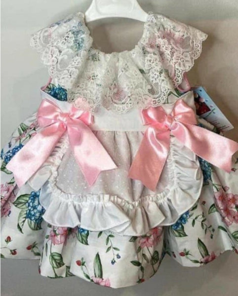Sonata Spanish Girls Floral Pinny Puffball Dress M317 - MADE TO ORDER