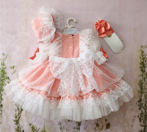 Sonata Spanish Girls Coral Tulle Puffball Dress VE2129 - MADE TO ORDER