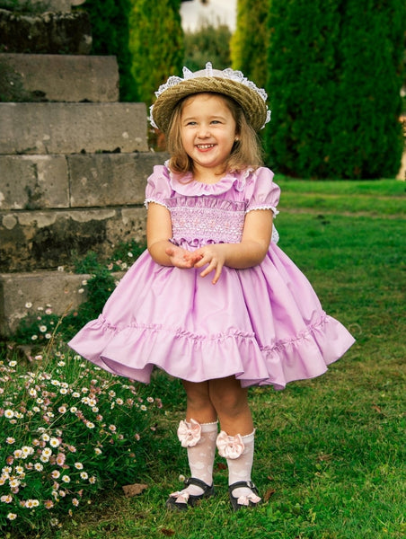 Sonata Infantil Spanish Girls Lavender Smocked Dress VE2115 - MADE TO ORDER