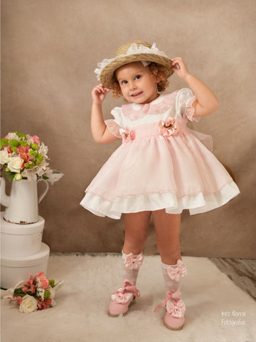 Sonata Infantil Spanish Girls Pink & White Amelia Puffball Dress VE2106 - MADE TO ORDER