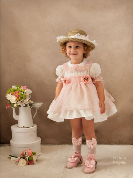 Sonata Girls Pink & White Amelia Dress VE2106 - MADE TO ORDER