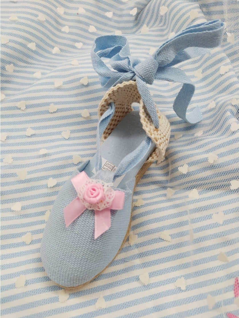Sonata Spanish Girls Blue & Pink Rose Summer Shoes VE2131 - MADE TO ORDER