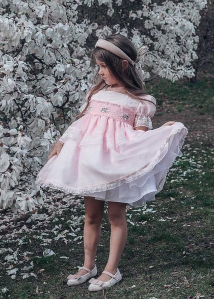 Sonata Infantil Spanish Girls Pink Dalia Smocked Puffball Dress VE2119 - MADE TO ORDER