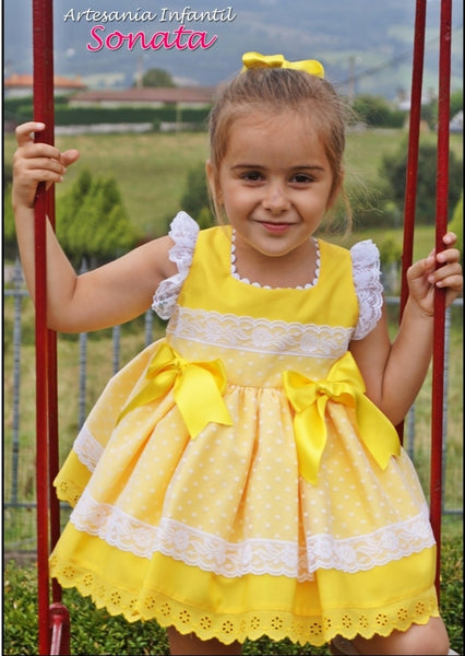 Sonata Spanish Girls Lemon Puffball Dress MOD432 - MADE TO ORDER