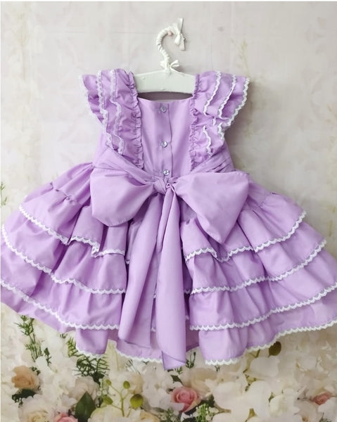 Sonata SS22 Spanish Girls Lilac Ruffled Puffball Dress - MADE TO ORDER
