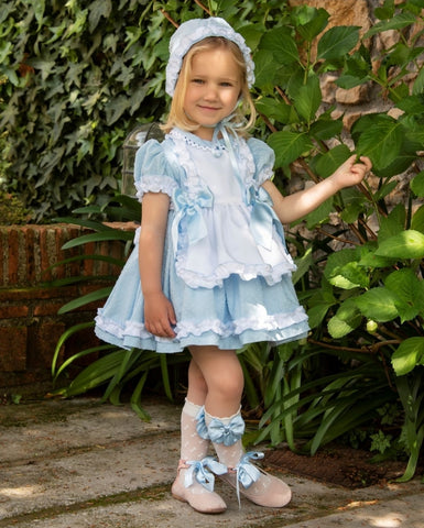 Sonata Infantil Spanish Girls Blue Pinny Summer Dress VE2231 - MADE TO ORDER