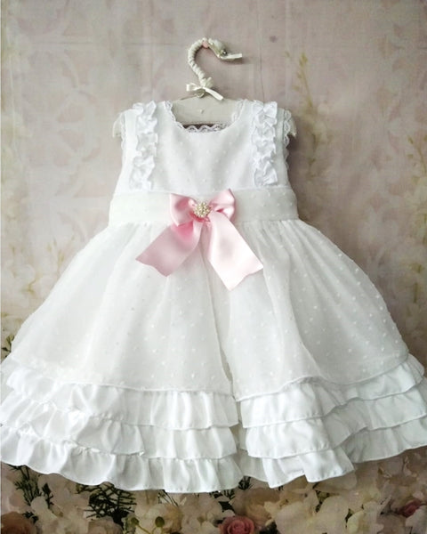 Sonata SS22 Girls White Tulle Puffball Dress VE2232 - Made To Order