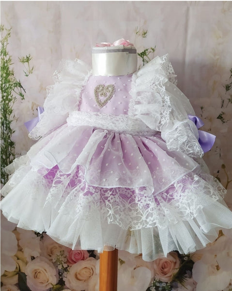 Sonata Spanish Girls Lilac Lace Orquidia Special Occassion/Christening Dress - MADE TO ORDER