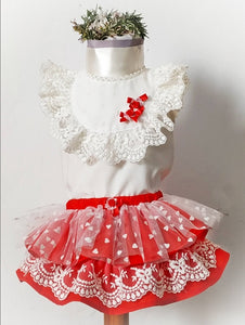 Sonata Spanish Girls Red Tulle Heart Skirt Set MOD11 - MADE TO ORDER