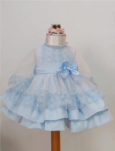 Sonata Spanish Girls Blue Lace Puffball Dress MOD41 - MADE TO ORDER