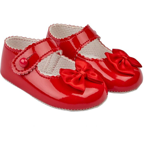 Baypod Baby Girls Patent Bow Pram Shoes