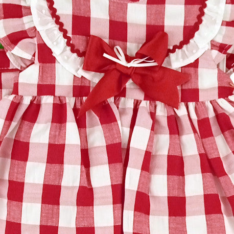 Spanish SS22 Baby Girls Red Check Dress Set 22105 - 3M
