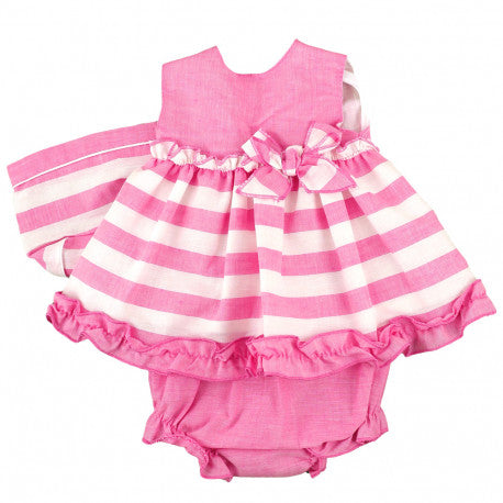 Spanish SS22 Baby Girls Pink Candystripe Dress Set 22124 - 3m NON RETURNABLE