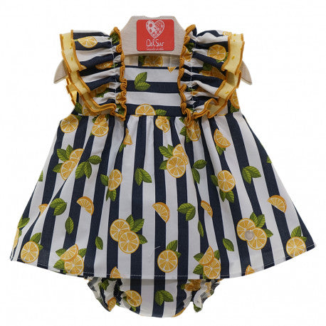 Spanish SS22 Baby Girls Lemon Print Dress & Pants 0070 - 9-18m