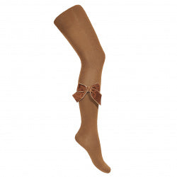 Condor Spanish Large Velvet Bow Tights - 807 TOFFEE